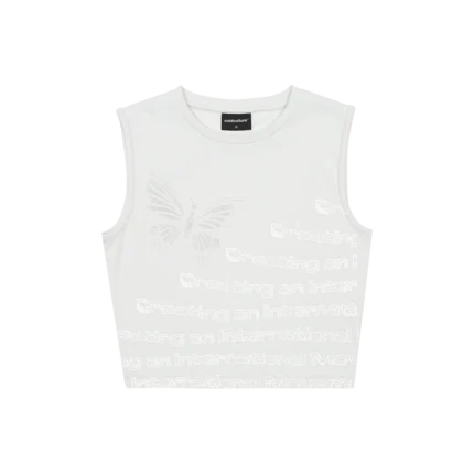 Waves Effect Tank Top Ultra Light Grey