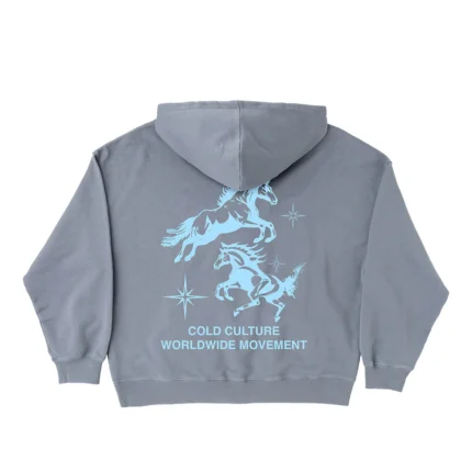 Horses Hoodie Medium Blue
