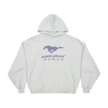 Mustang Horse Hoodie Light Grey